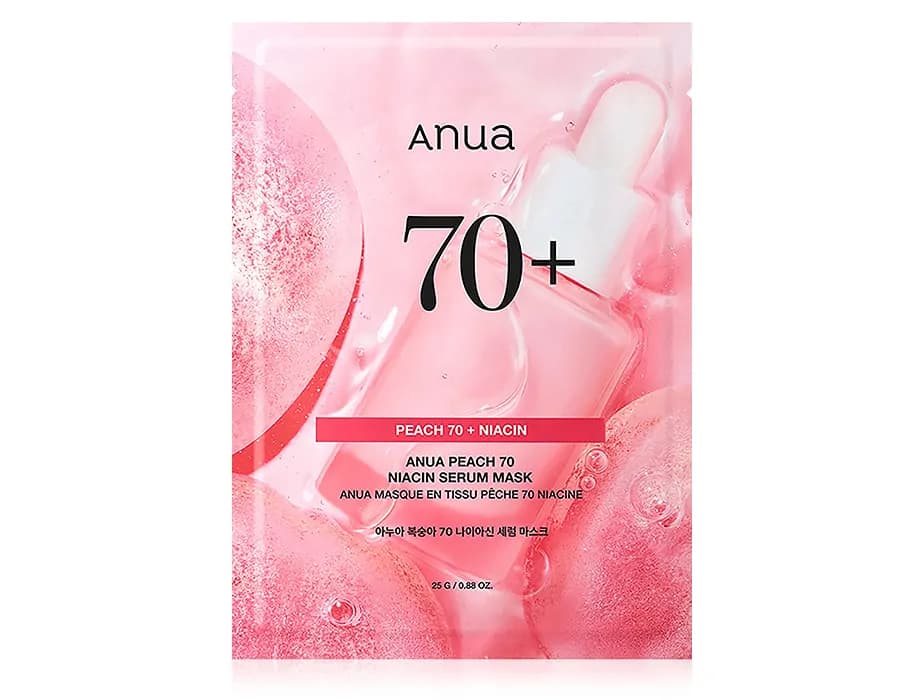 Тканевая маска для лица с персиком для гладкой и сияющей кожи Anua Peach 70 Niacin Serum Mask - зображення 1