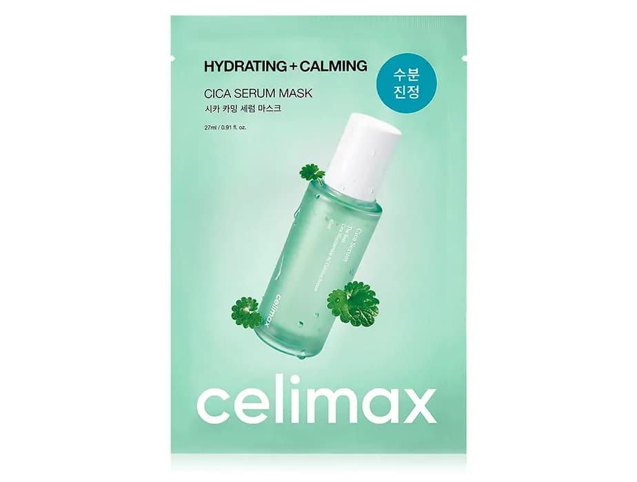 Заспокійлива тканинна маска для обличчя з екстрактом центелли Celimax Hydrating+Calming Cica Serum Mask